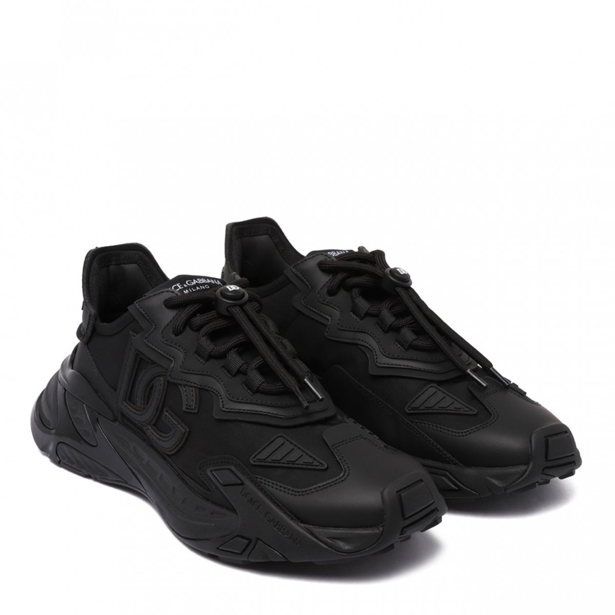 Black Logo-Patch Panelled Sneakers