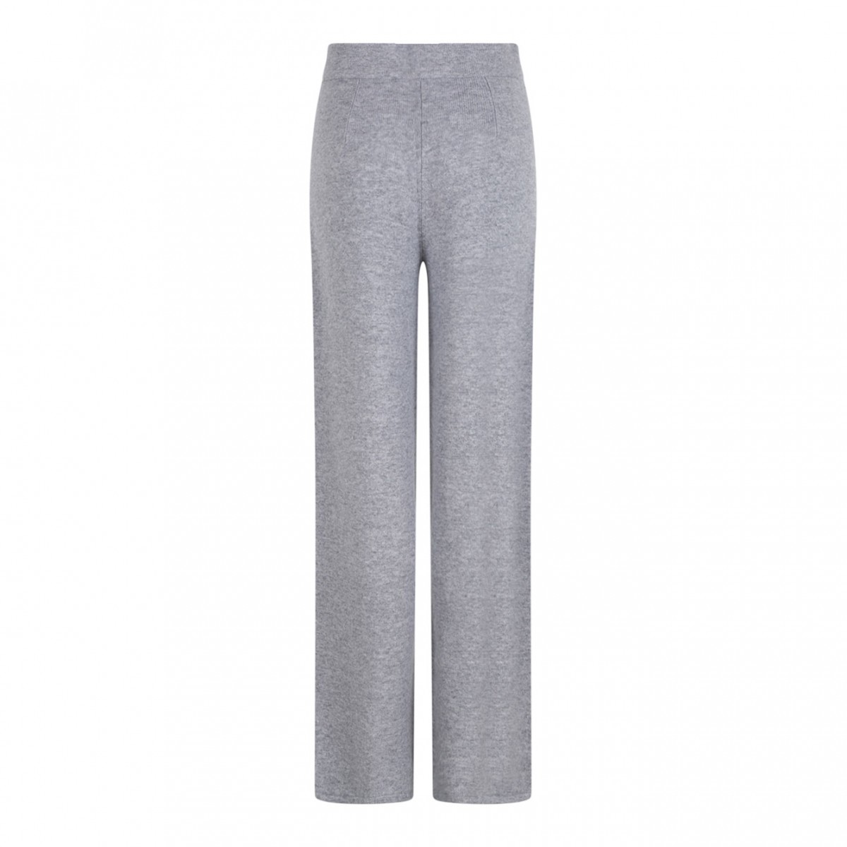 Grey Wide-Leg Knit Trousers