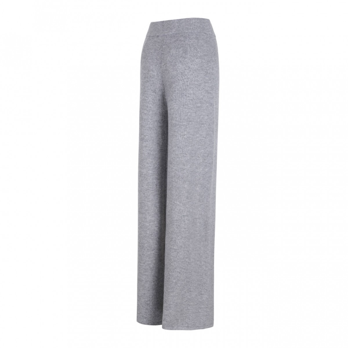 Grey Wide-Leg Knit Trousers