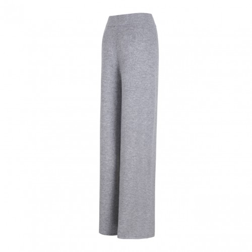 Grey Wide-Leg Knit Trousers