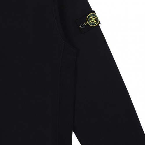 Black Compass-Patch Half-Zip Sweatshirt