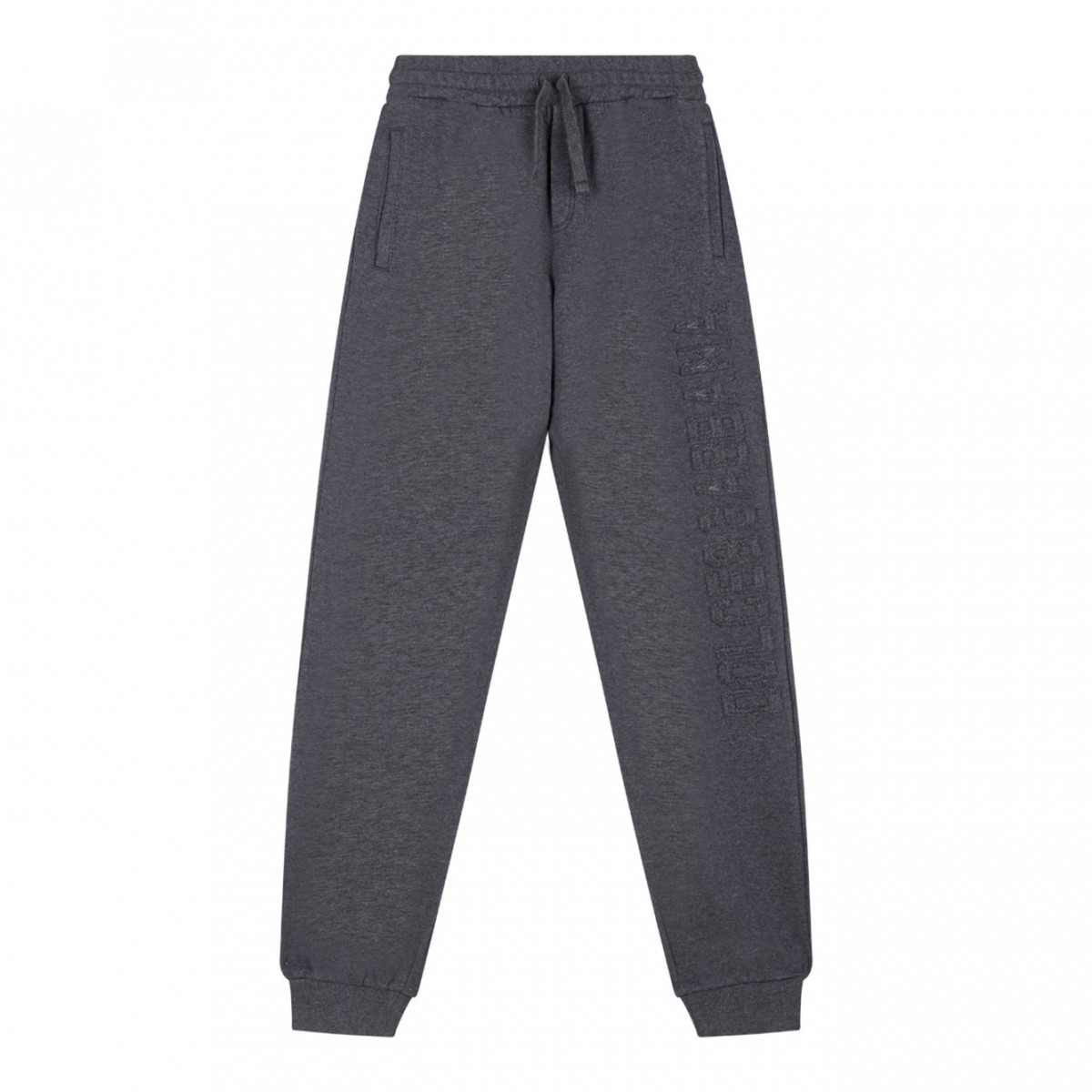 Melange Grey Embroidered Logo Trousers