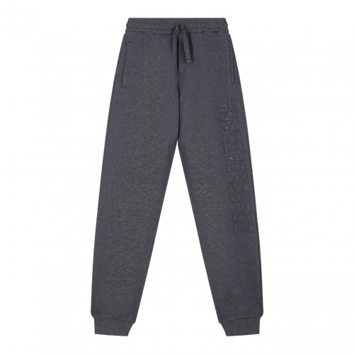 Melange Grey Embroidered Logo Trousers