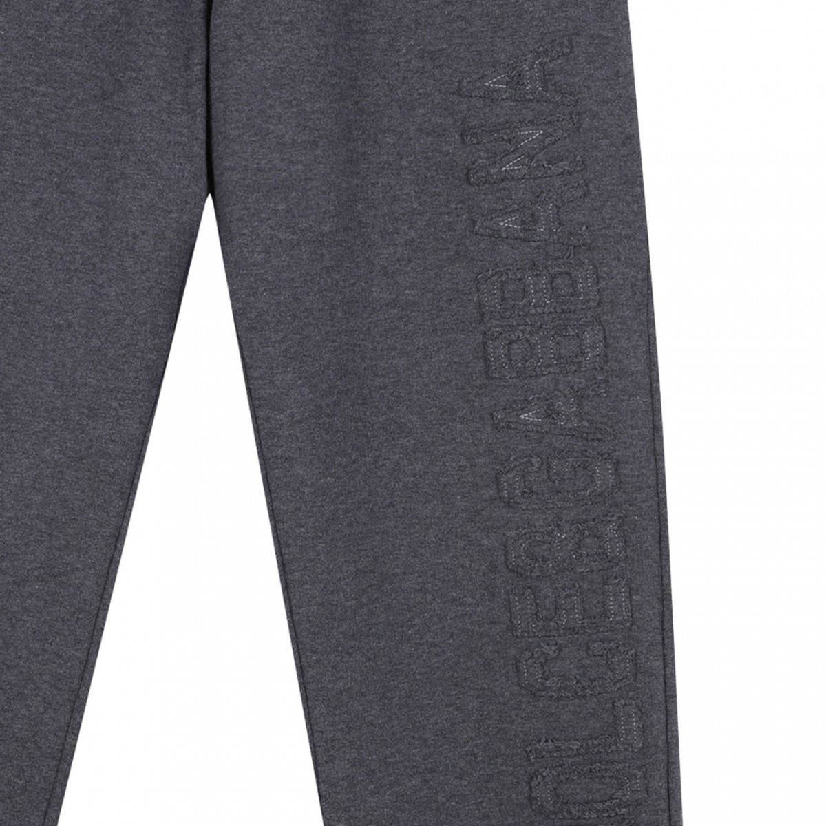 Melange Grey Embroidered Logo Trousers