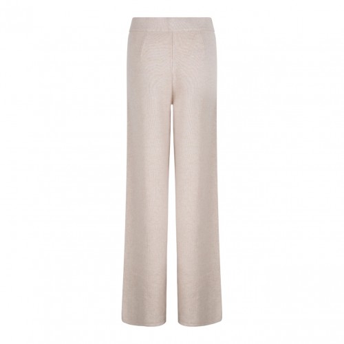 Beige Wide-Leg Knit Trousers 2