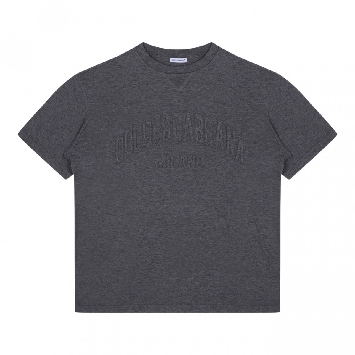 Melange Grey Embossed-Logo T-Shirt