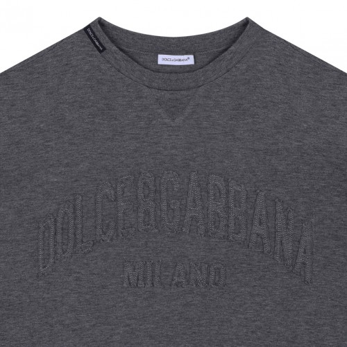 Melange Grey Embossed-Logo T-Shirt