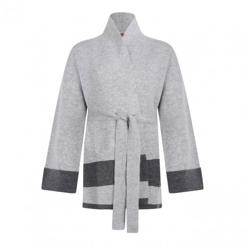 Light Grey and Grey Belted Cardigan