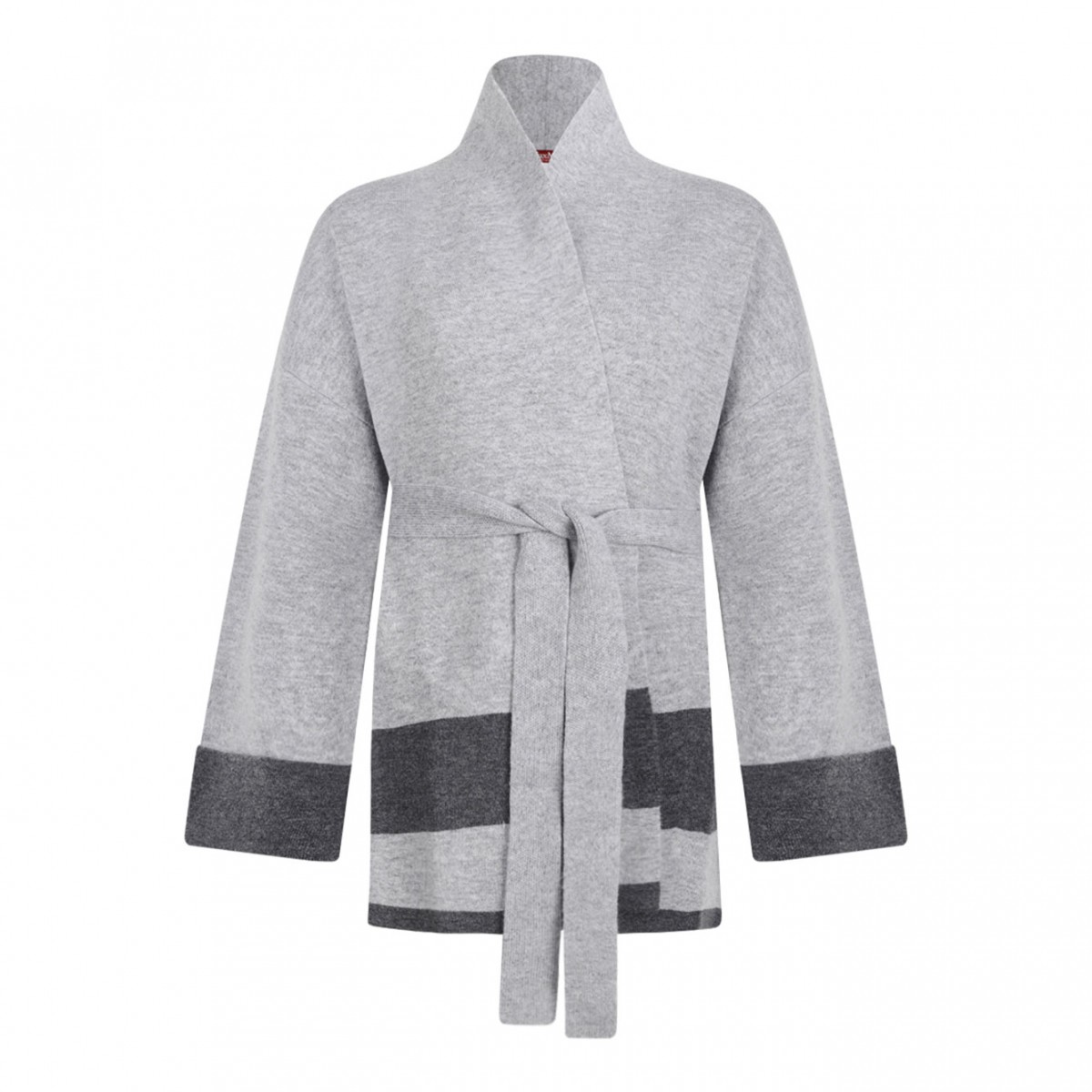 Light Grey and Grey Belted Cardigan