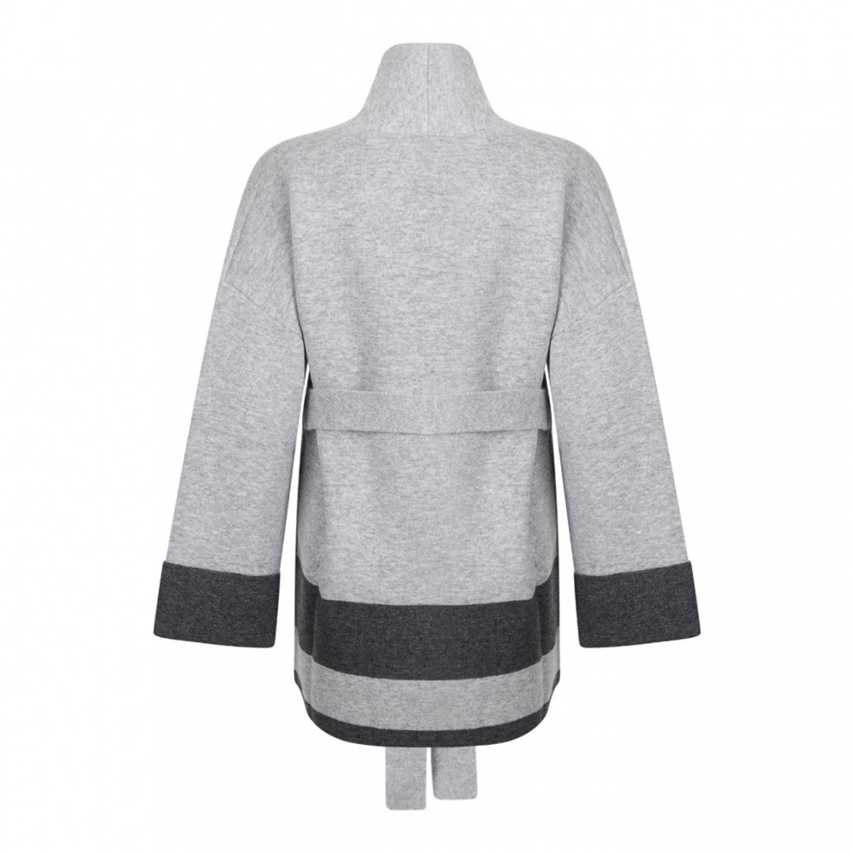 Light Grey and Grey Belted Cardigan