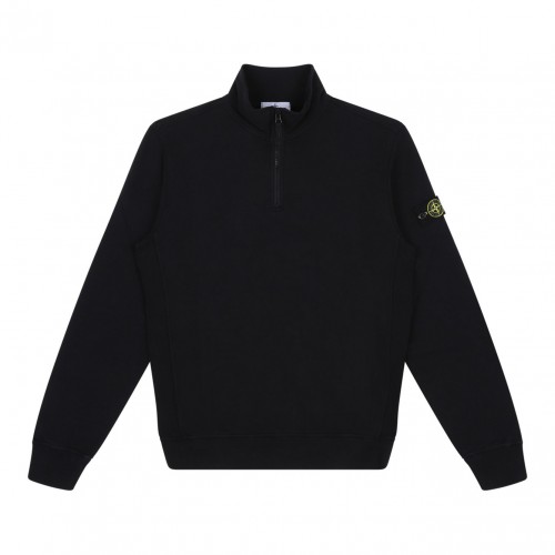 Black Compass-Patch Half-Zip Sweatshirt