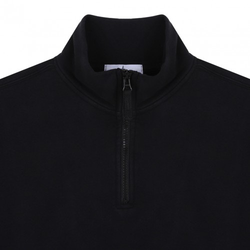 Black Compass-Patch Half-Zip Sweatshirt