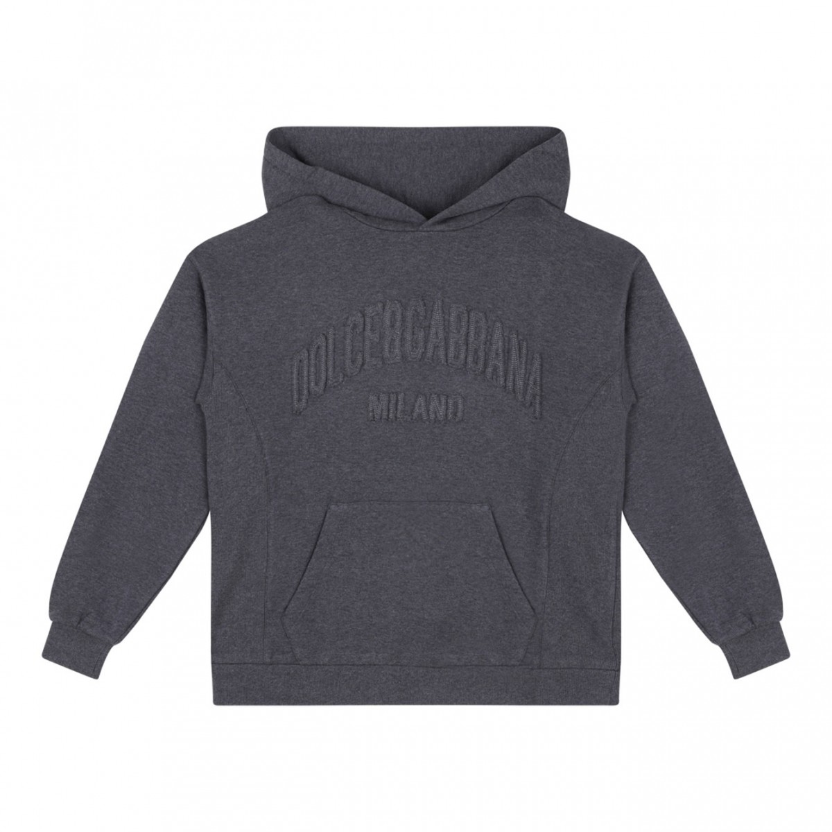 Melange Grey Embroidered-Logo Hoodie