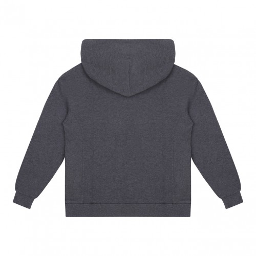 Melange Grey Embroidered-Logo Hoodie