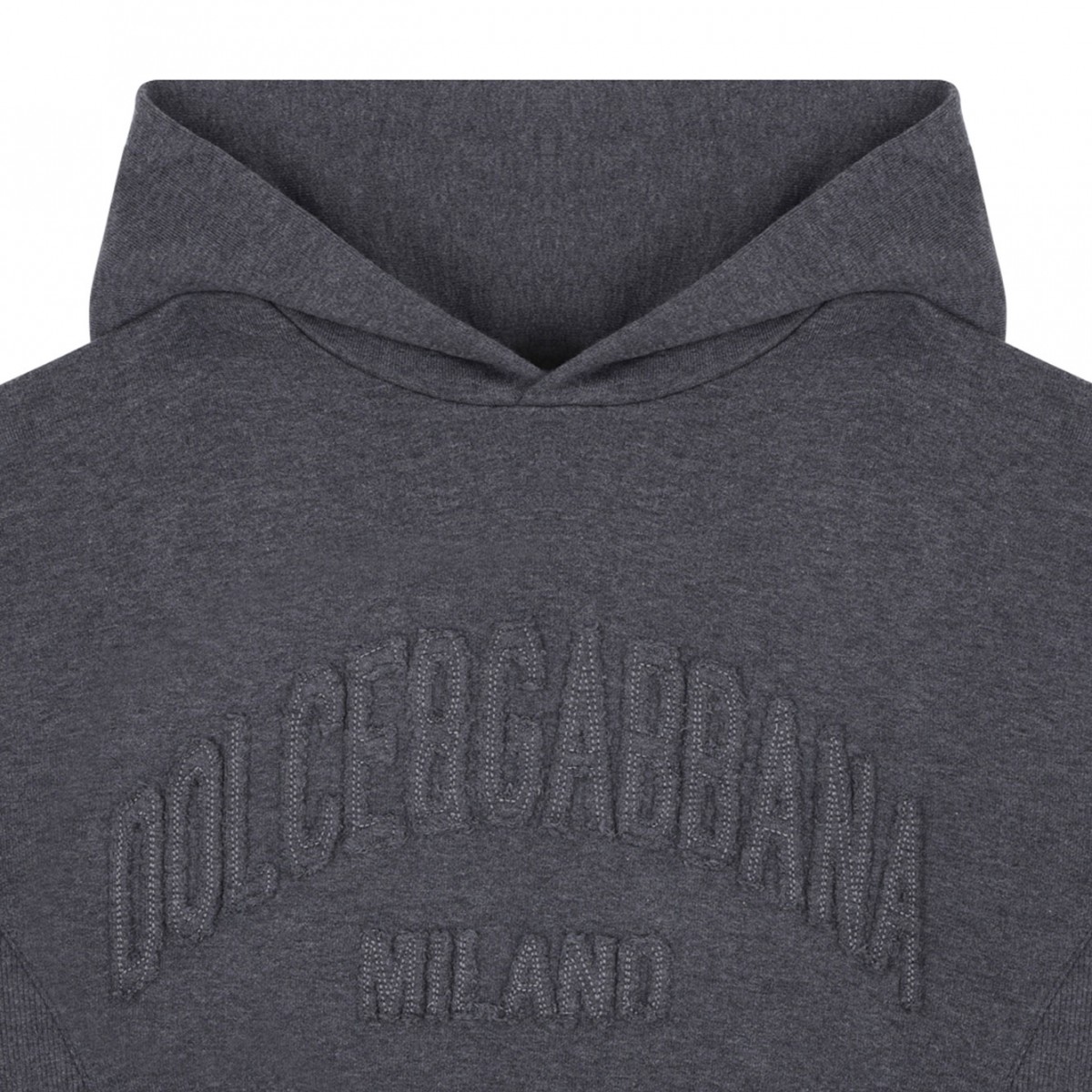 Melange Grey Embroidered-Logo Hoodie
