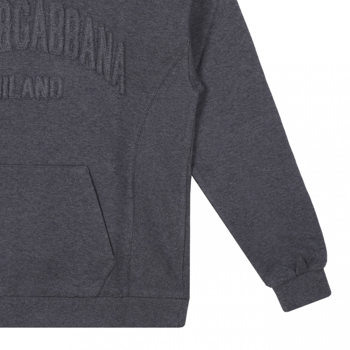 Melange Grey Embroidered-Logo Hoodie