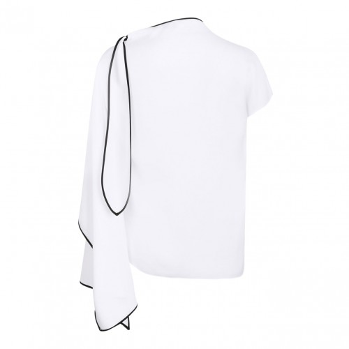 White Asymmetric Scarf Detail Top 2