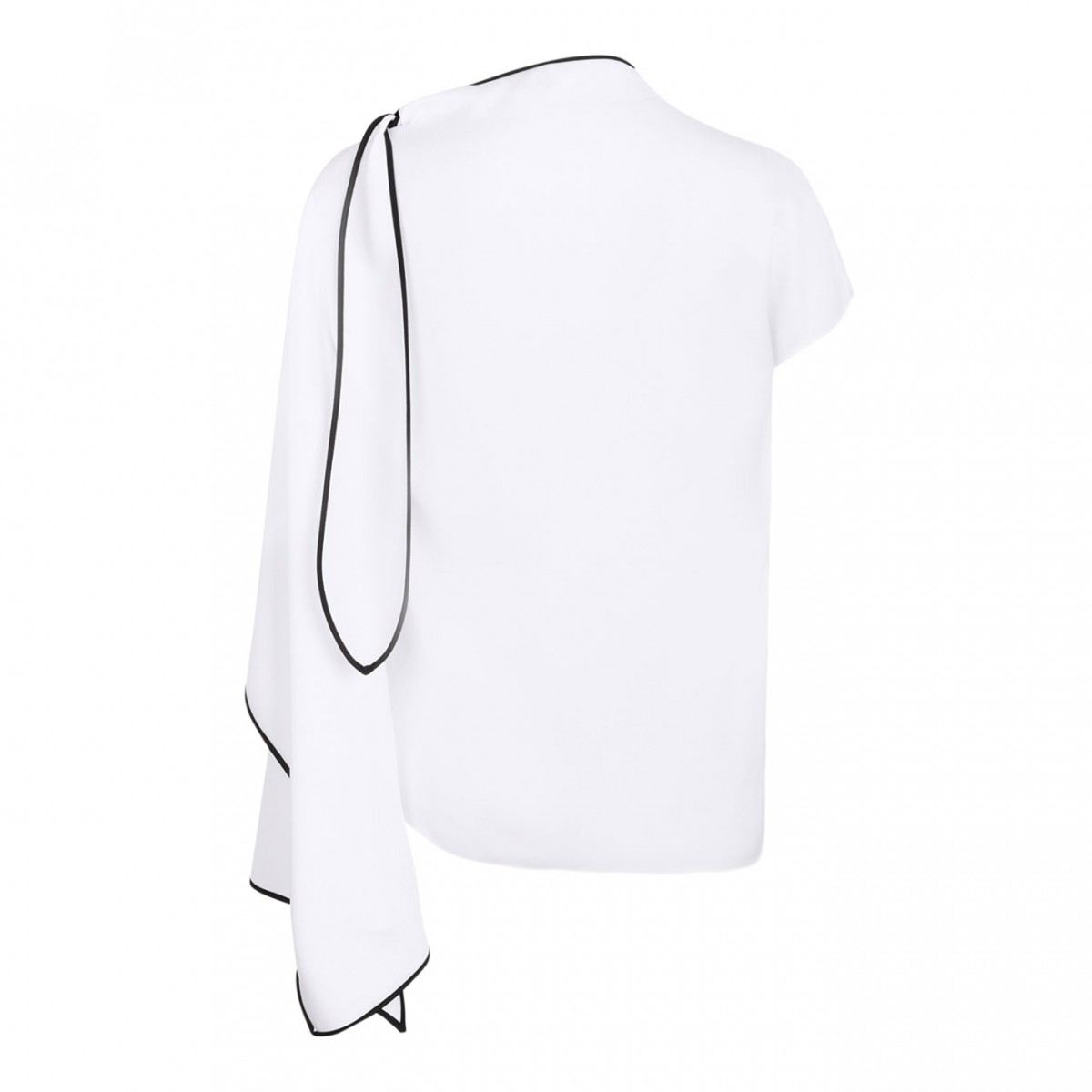 White Asymmetric Scarf Detail Top