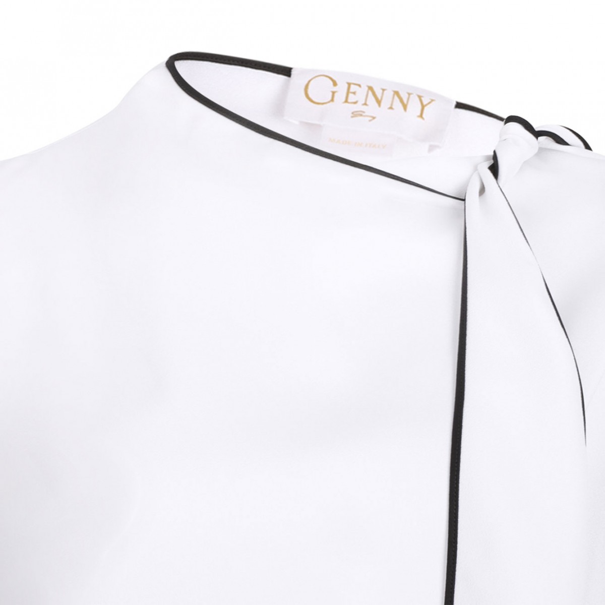 White Asymmetric Scarf Detail Top