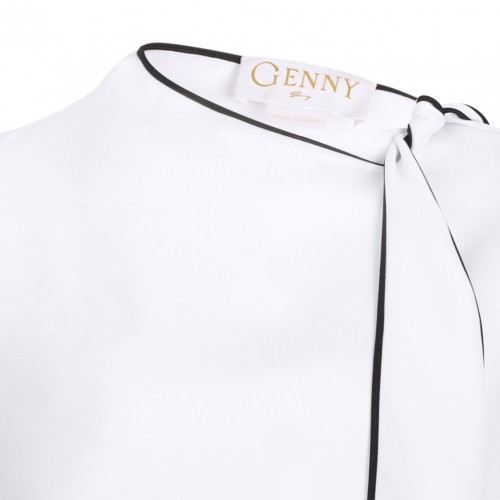 White Asymmetric Scarf Detail Top