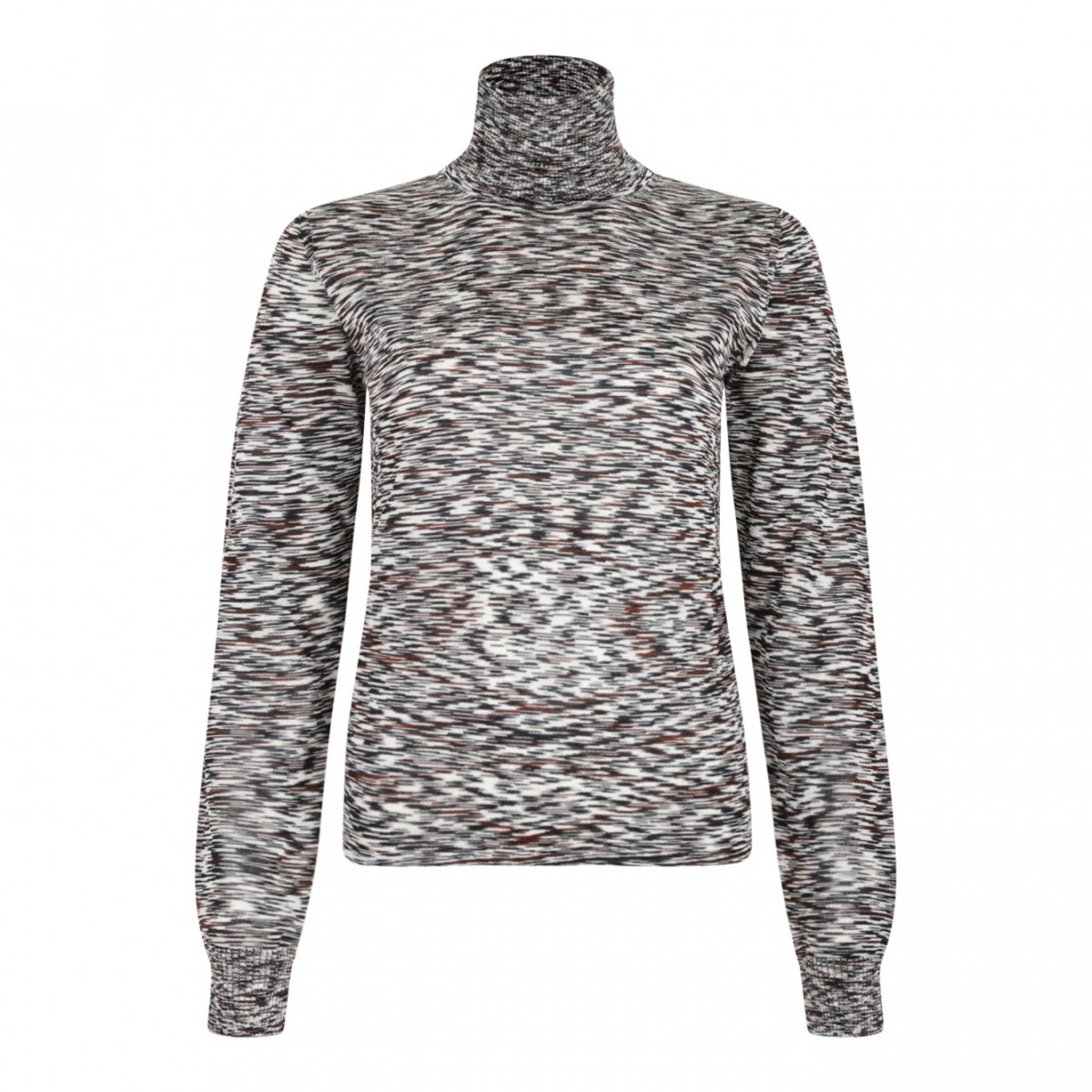 Black and Brown High-Neck Sweater In Flame Smooth Knit