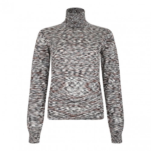 Black and Brown High-Neck Sweater In Flame Smooth Knit