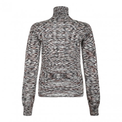 Black and Brown High-Neck Sweater In Flame Smooth Knit 2