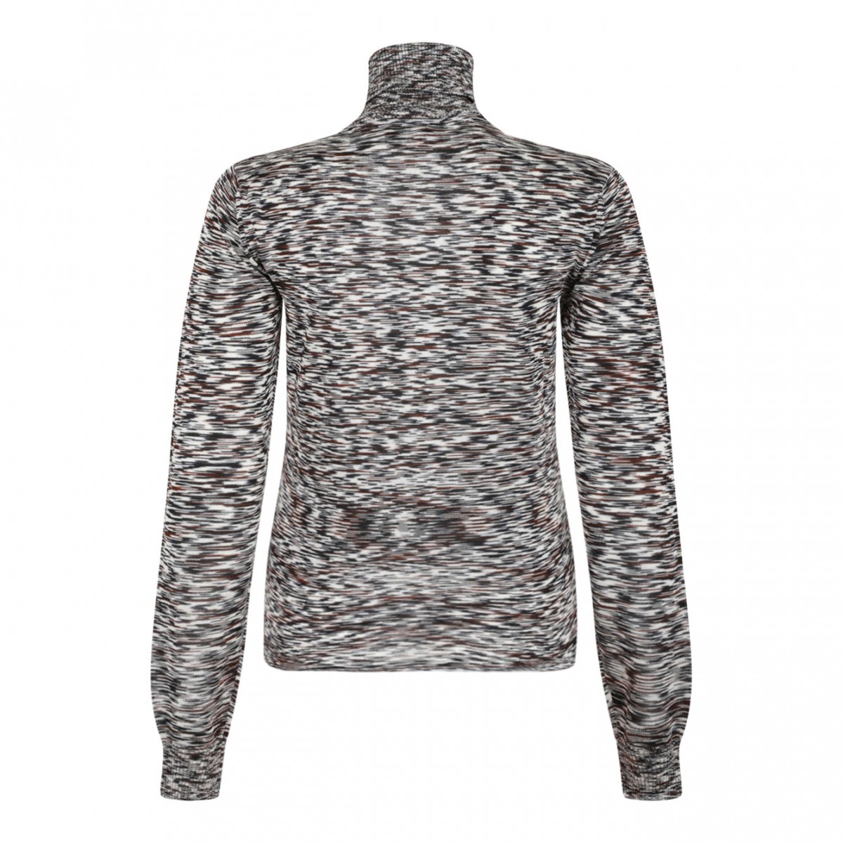 Black and Brown High-Neck Sweater In Flame Smooth Knit