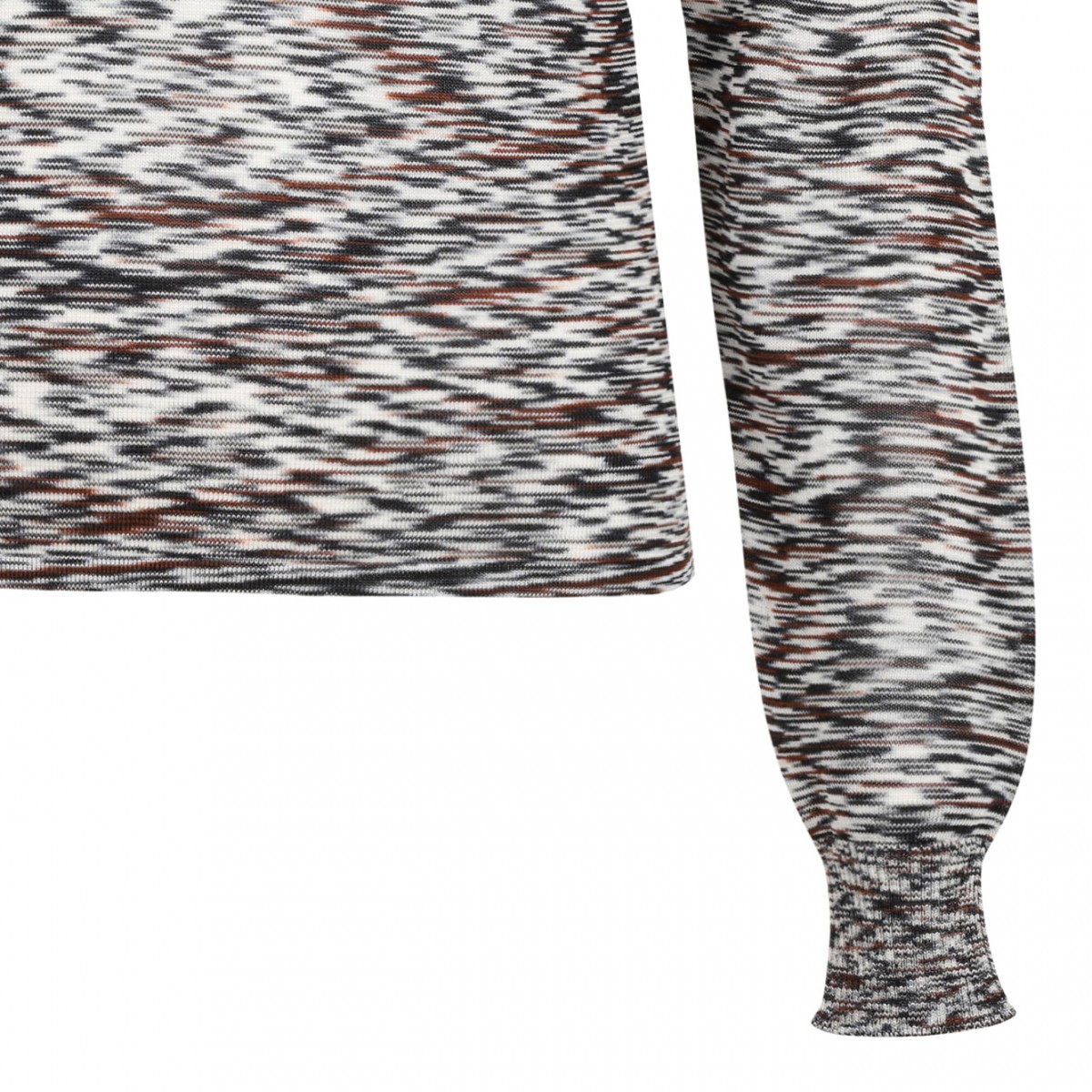 Black and Brown High-Neck Sweater In Flame Smooth Knit