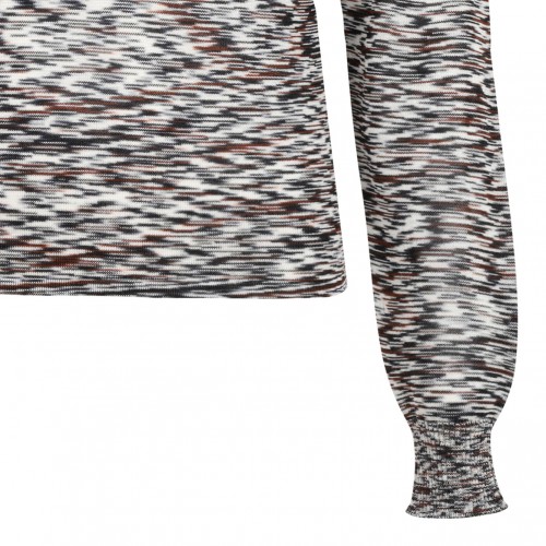 Black and Brown High-Neck Sweater In Flame Smooth Knit