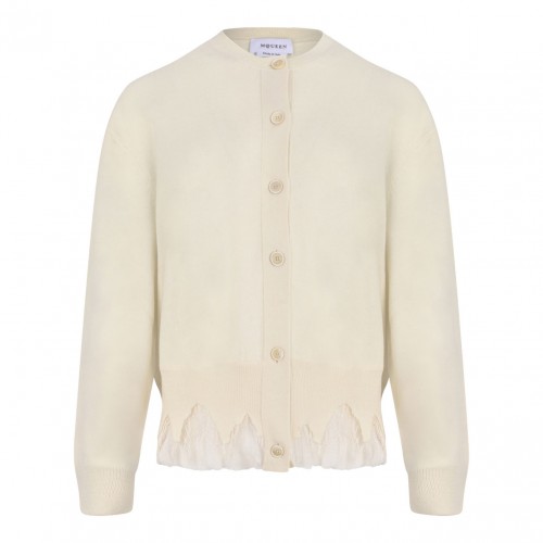 Ivory Cobweb Lace Shrunken Cardigan