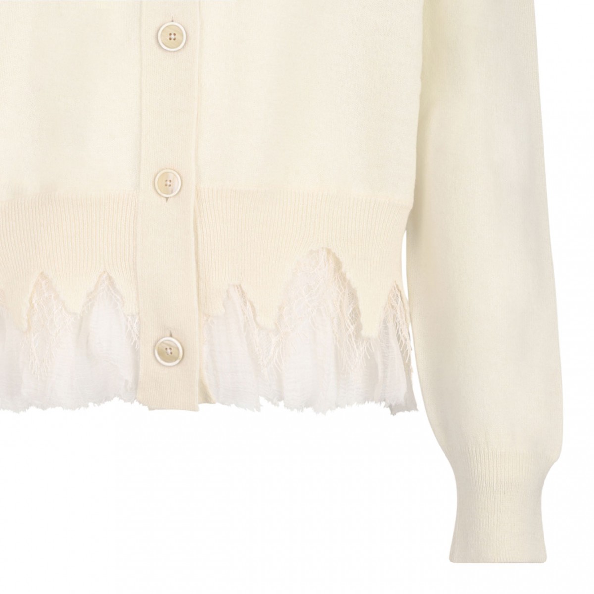 Ivory Cobweb Lace Shrunken Cardigan