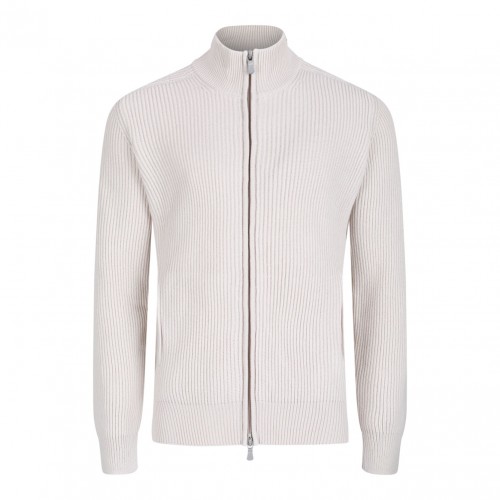 Ivory White Full Zip Cardigan