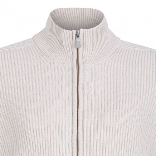 Ivory White Full Zip Cardigan