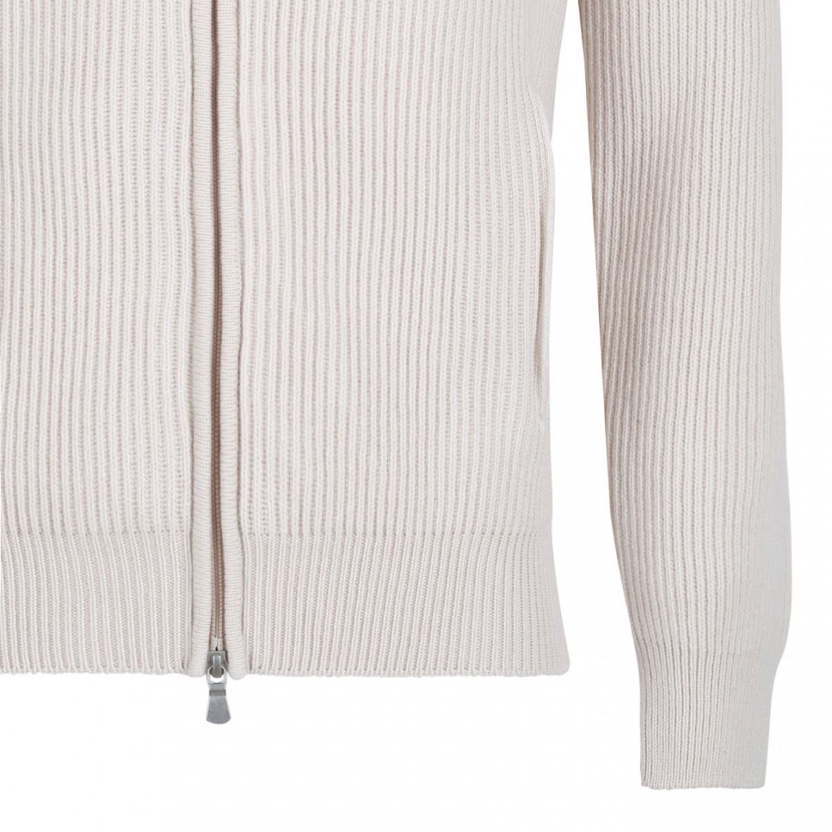 Ivory White Full Zip Cardigan
