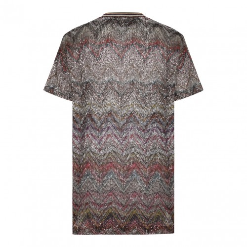 Multicolour Short Sleeve T-Shirt With Zigzag and Sequins 2