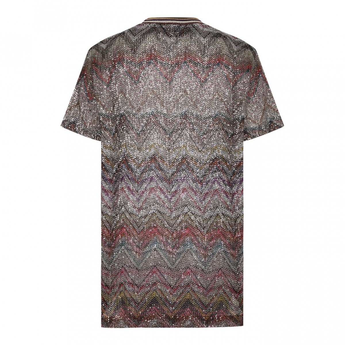 Multicolour Short Sleeve T-Shirt With Zigzag and Sequins