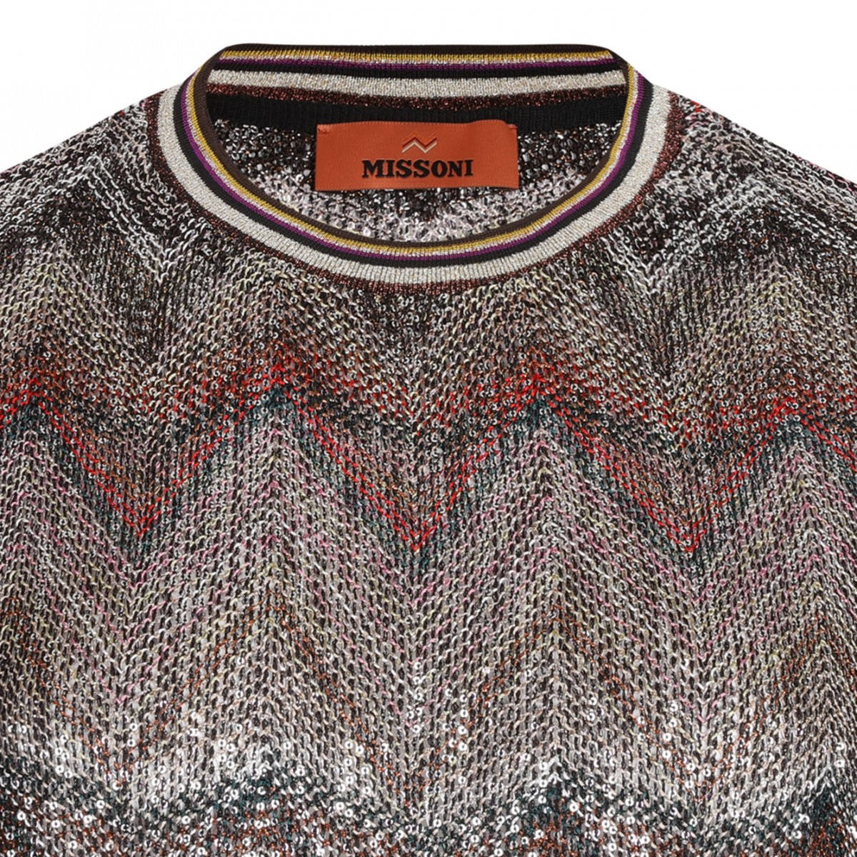 Multicolour Short Sleeve T-Shirt With Zigzag and Sequins