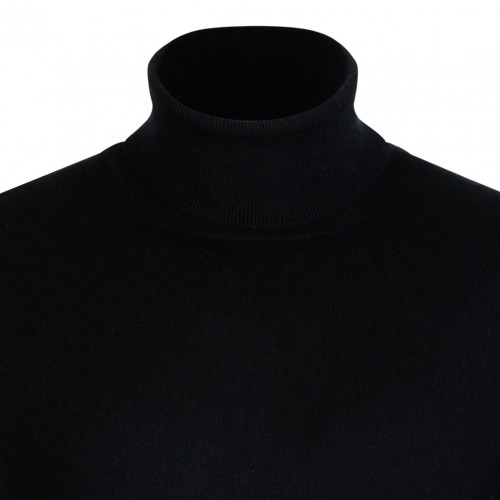 Black Knitwear High Neck Sweater