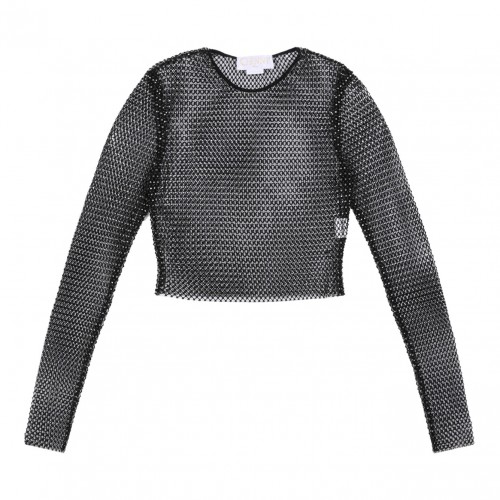 Black Mesh Strass Top
