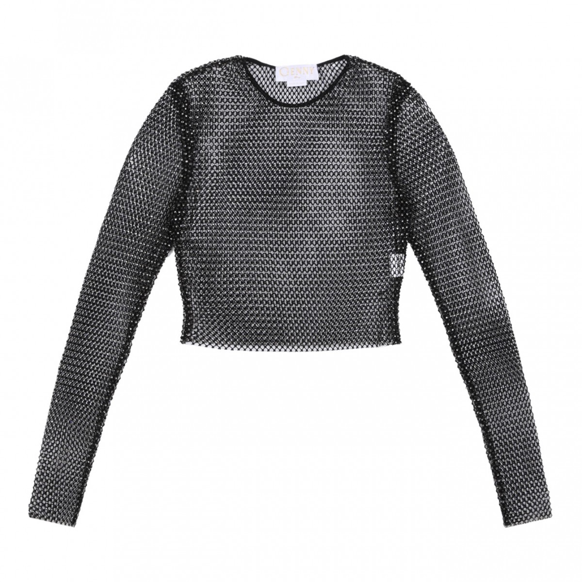 Black Mesh Strass Top