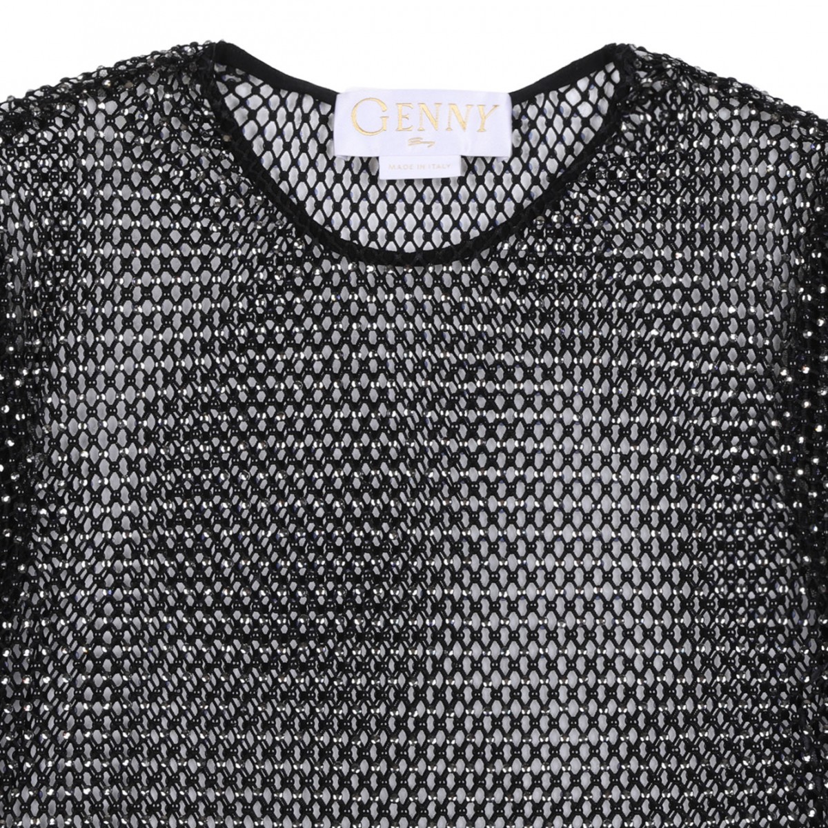 Black Mesh Strass Top