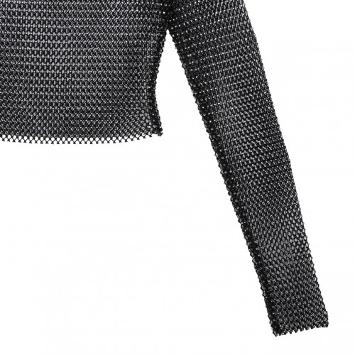 Black Mesh Strass Top