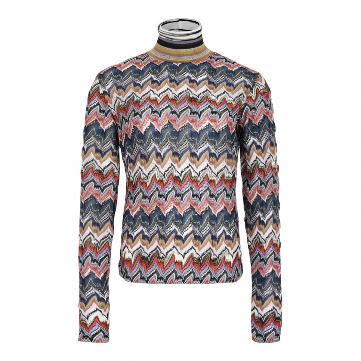 Multicolour Slim Fit High-Neck Sweater