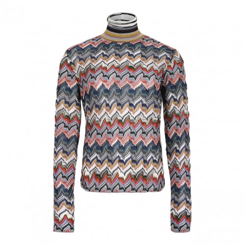 Multicolour Slim Fit High-Neck Sweater