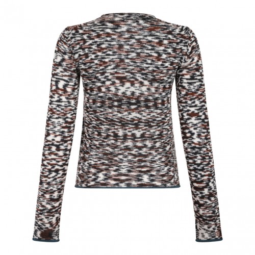 Black and Brown Crew Neck Sweater With Flame Pattern 2