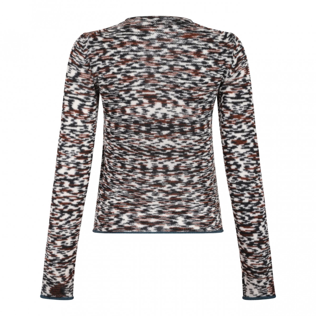 Black and Brown Crew Neck Sweater With Flame Pattern