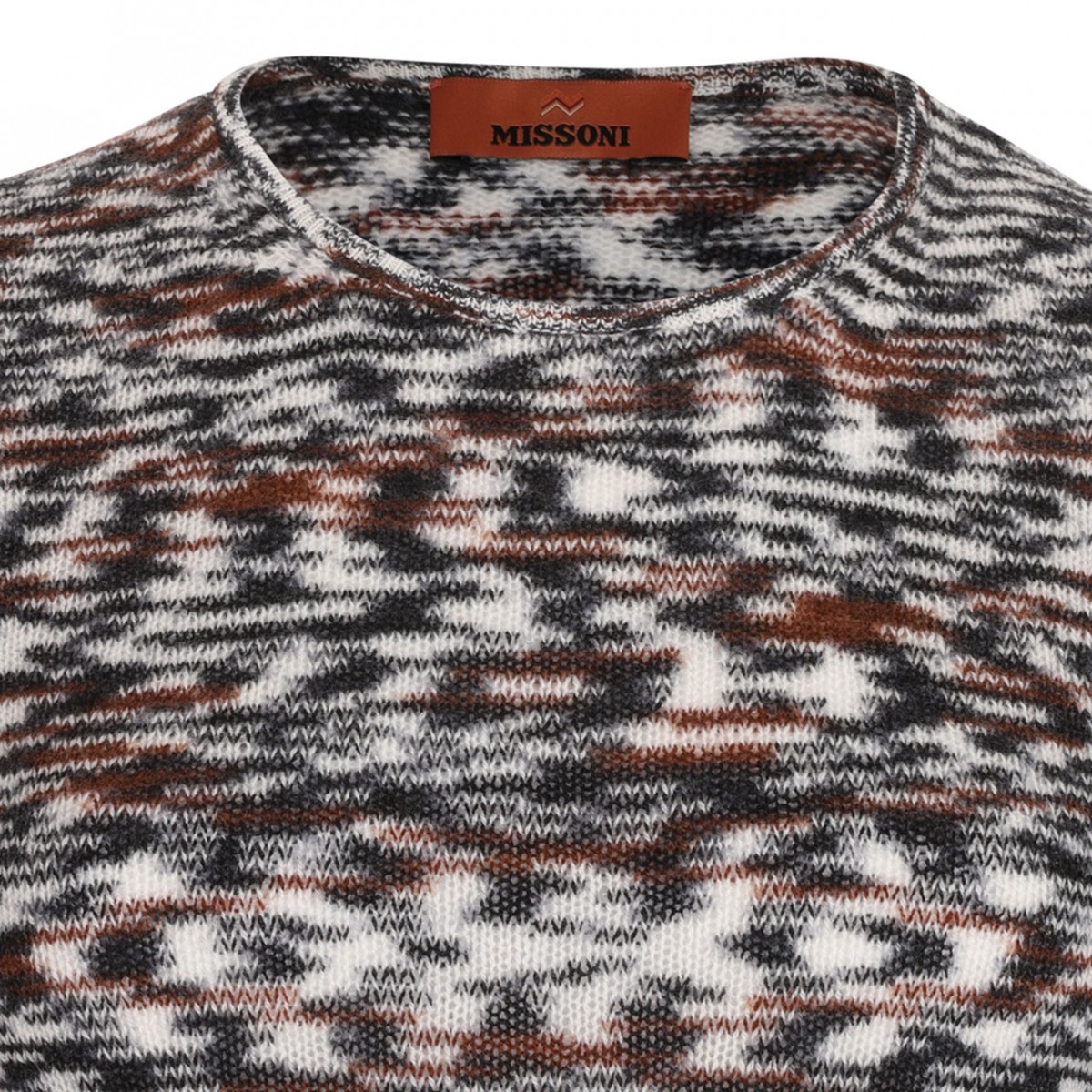 Black and Brown Crew Neck Sweater With Flame Pattern