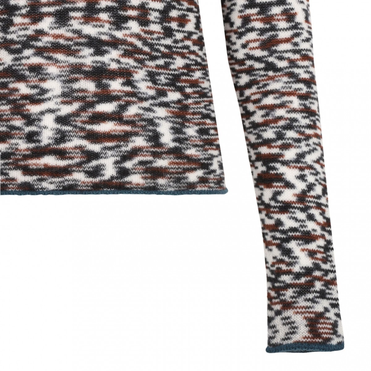 Black and Brown Crew Neck Sweater With Flame Pattern