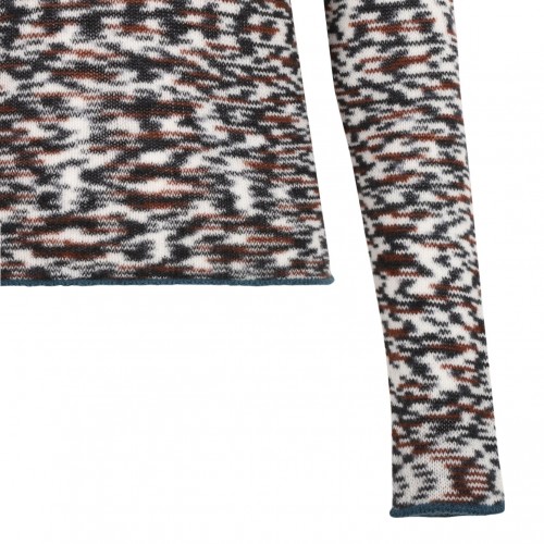 Black and Brown Crew Neck Sweater With Flame Pattern